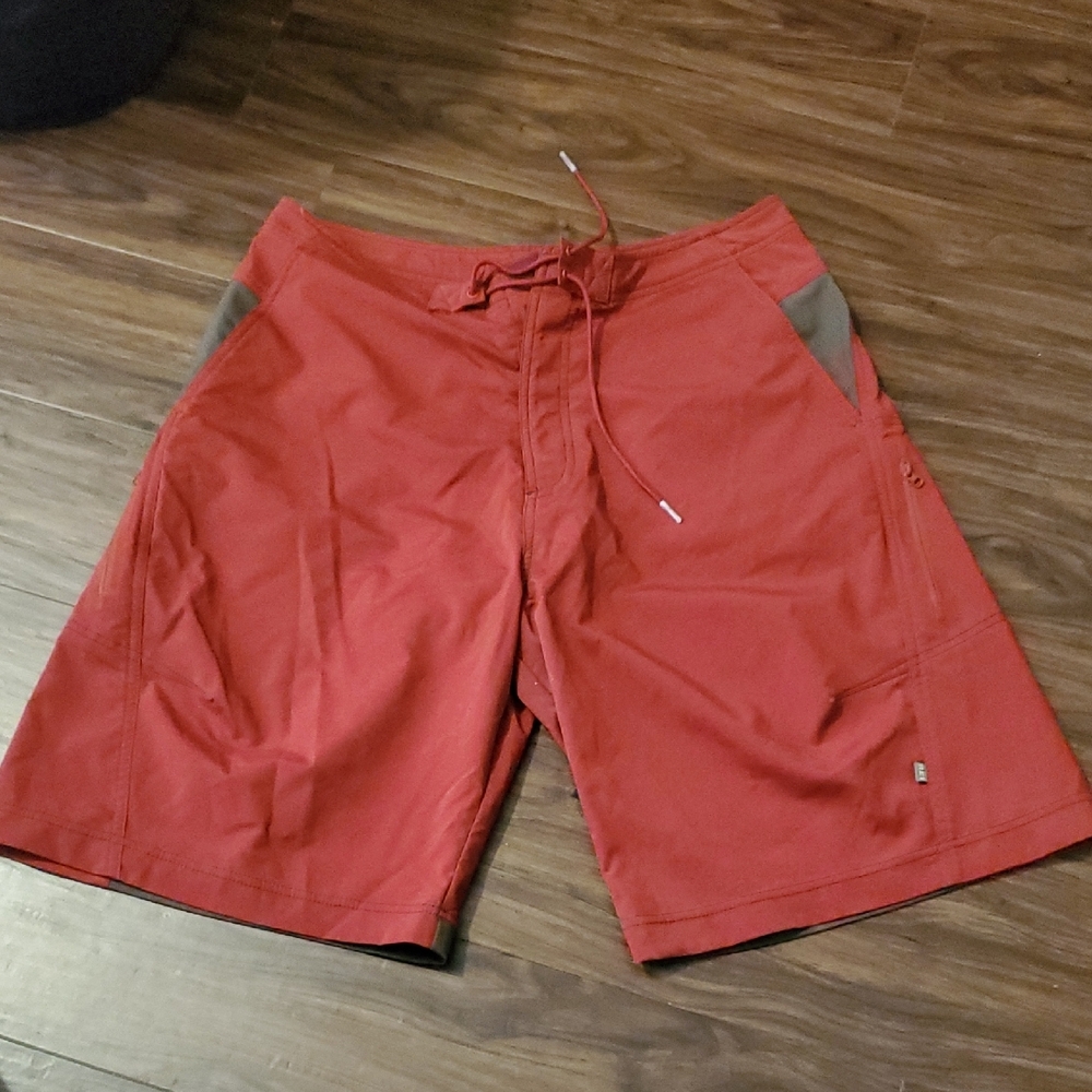 REI Red and Gray Mens Swim Board Shorts UPF 30+ , 4 Pockets